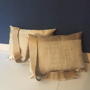 2 Satin Gold Weave Couture Pillows